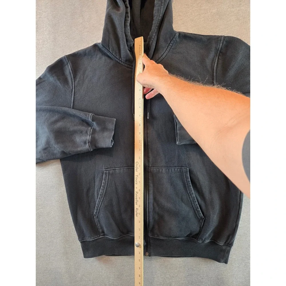 The North Face Hoodie Mens Medium Black Tonal Logo Fleece Full Zip Sweatshirt